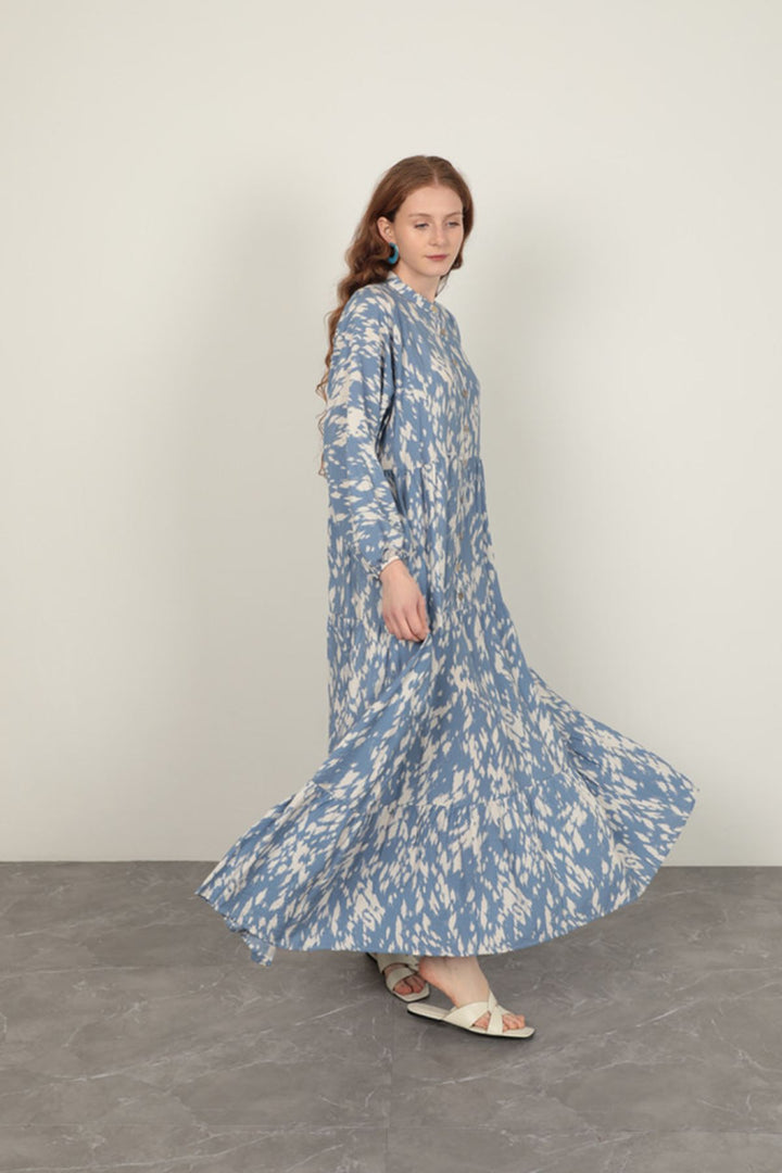 KKT Brush Pattern Women's Dress-Blue - Bridgewater
