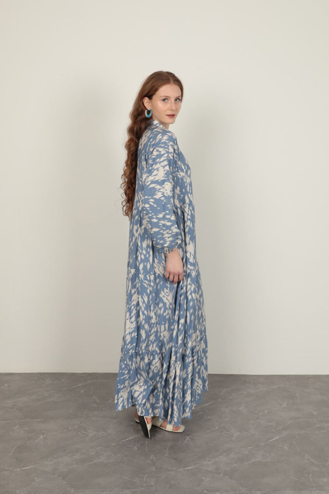 KKT Brush Pattern Women's Dress-Blue - Bridgewater