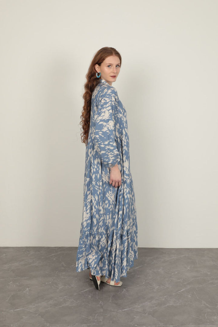 KKT Brush Pattern Women's Dress-Blue - Bridgewater