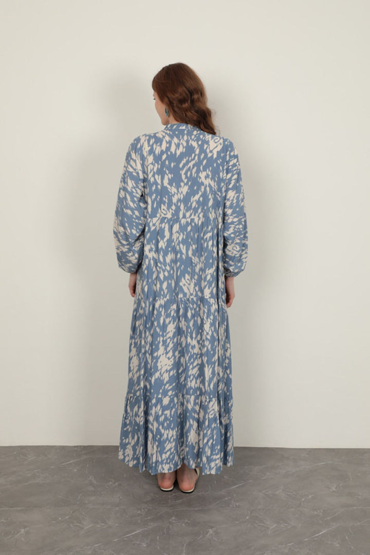 KKT Brush Pattern Women's Dress-Blue - Bridgewater