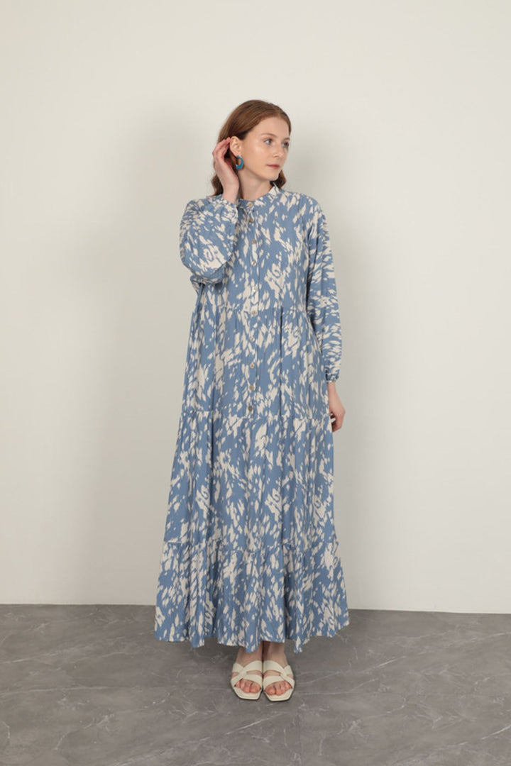 KKT Brush Pattern Women's Dress-Blue - Bridgewater