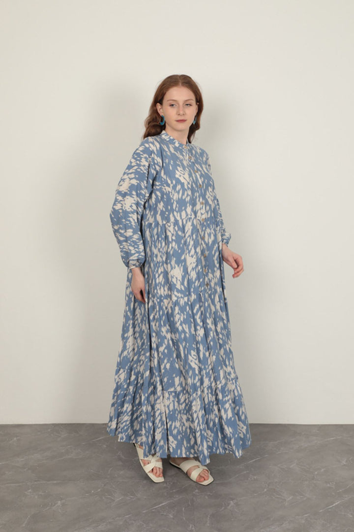 KKT Brush Pattern Women's Dress-Blue - Bridgewater