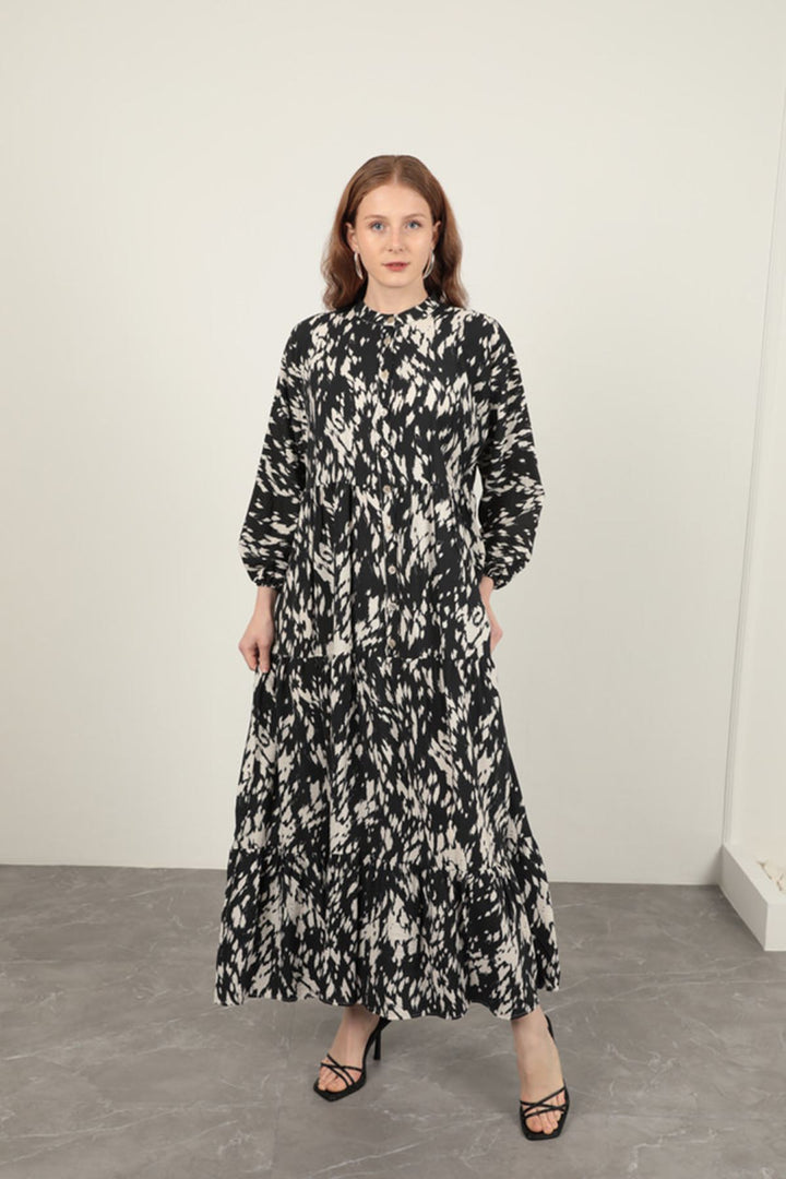 KKT Brush Pattern Women's Dress-Black - Santiago Tuxtla