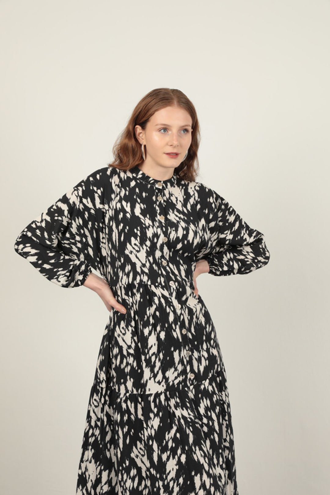 KKT Brush Pattern Women's Dress-Black - Santiago Tuxtla