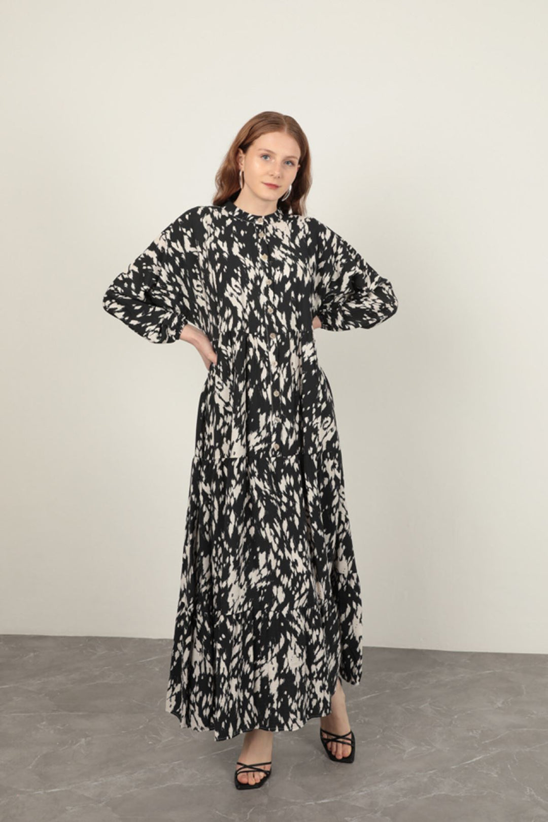 KKT Brush Pattern Women's Dress-Black - Santiago Tuxtla
