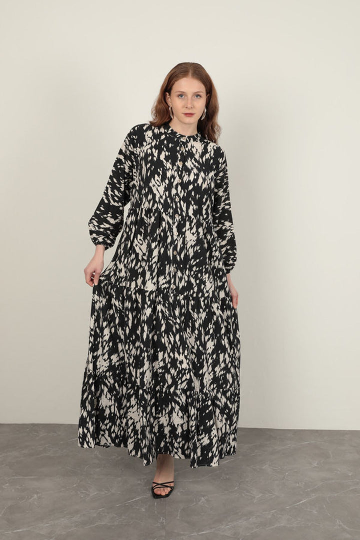 KKT Brush Pattern Women's Dress-Black - Santiago Tuxtla