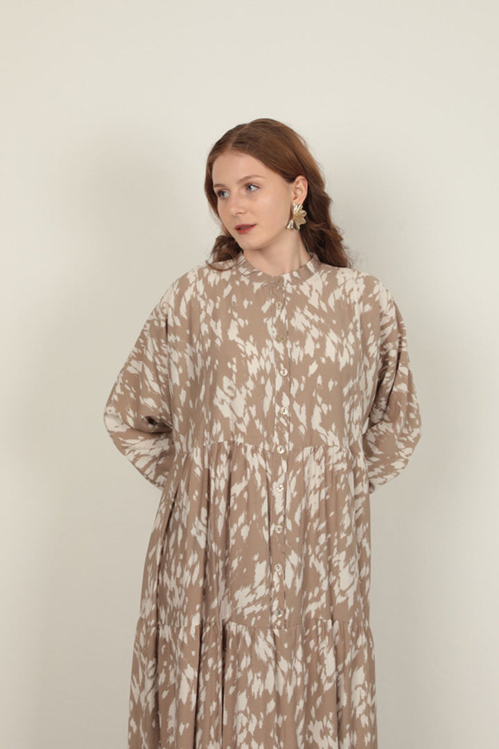 KKT Brush Pattern Women's Dress-Mink - Sydney