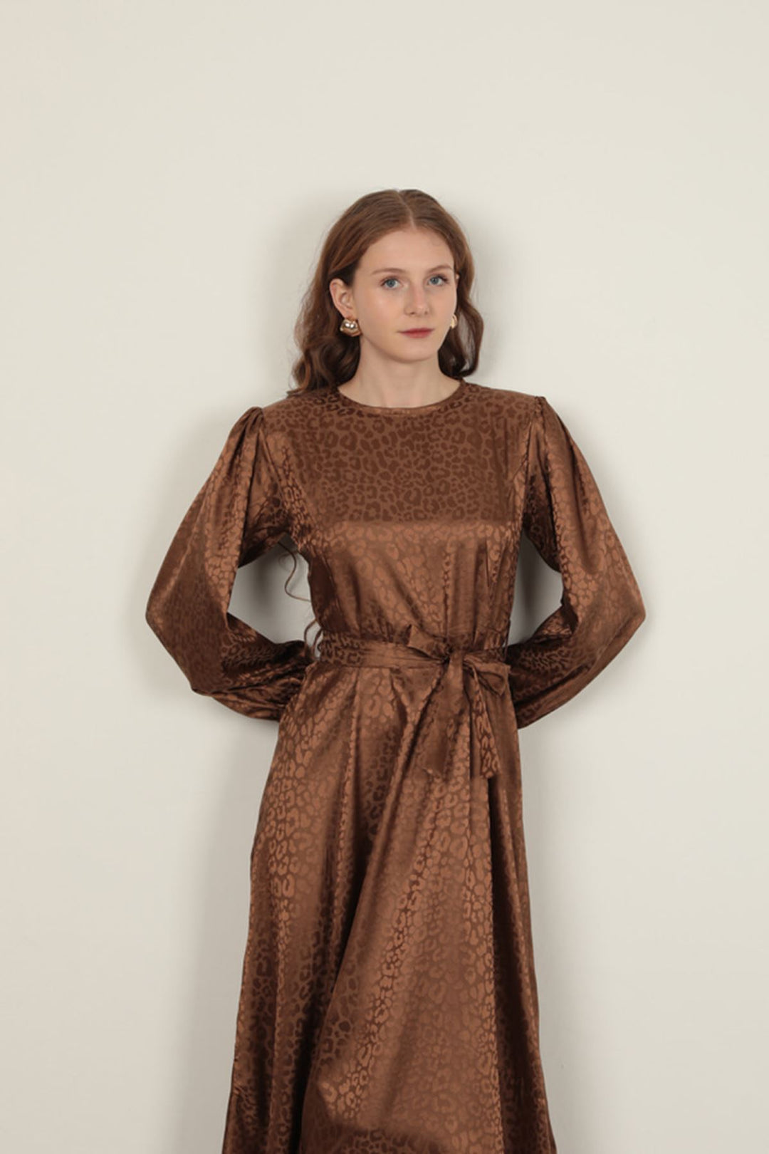 KKT Leopard Pattern Women's Dress-Tan - Juventino Rosas