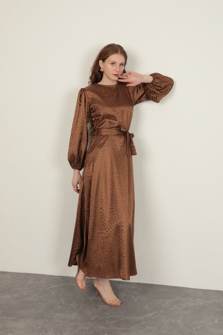 KKT Leopard Pattern Women's Dress-Tan - Juventino Rosas