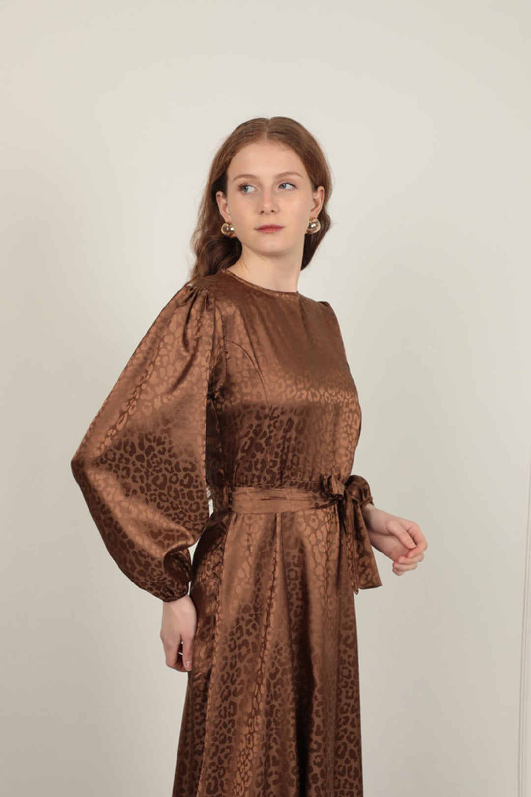 KKT Leopard Pattern Women's Dress-Tan - Juventino Rosas