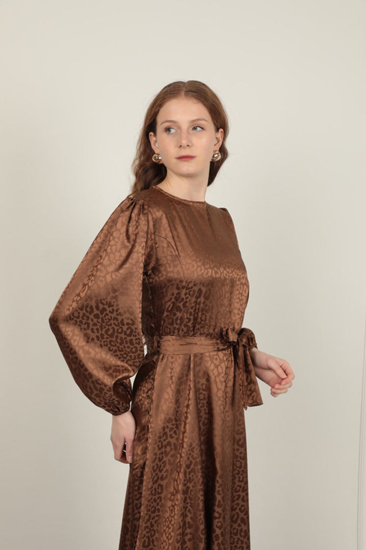 KKT Leopard Pattern Women's Dress-Tan - Juventino Rosas
