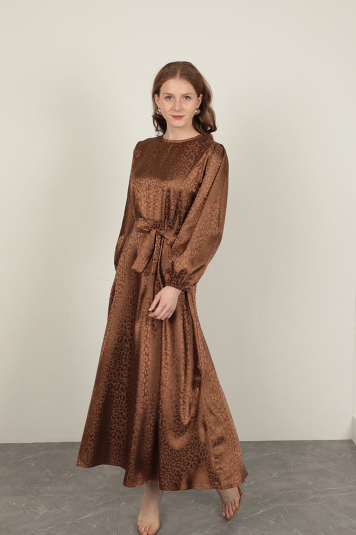 KKT Leopard Pattern Women's Dress-Tan - Juventino Rosas
