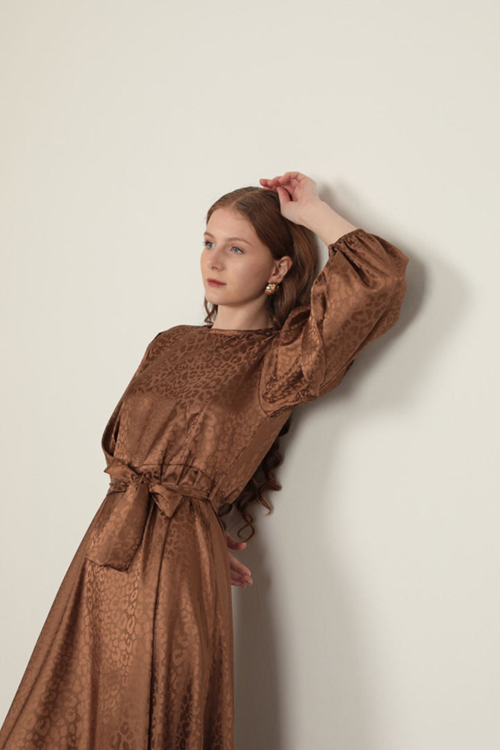KKT Leopard Pattern Women's Dress-Tan - Juventino Rosas