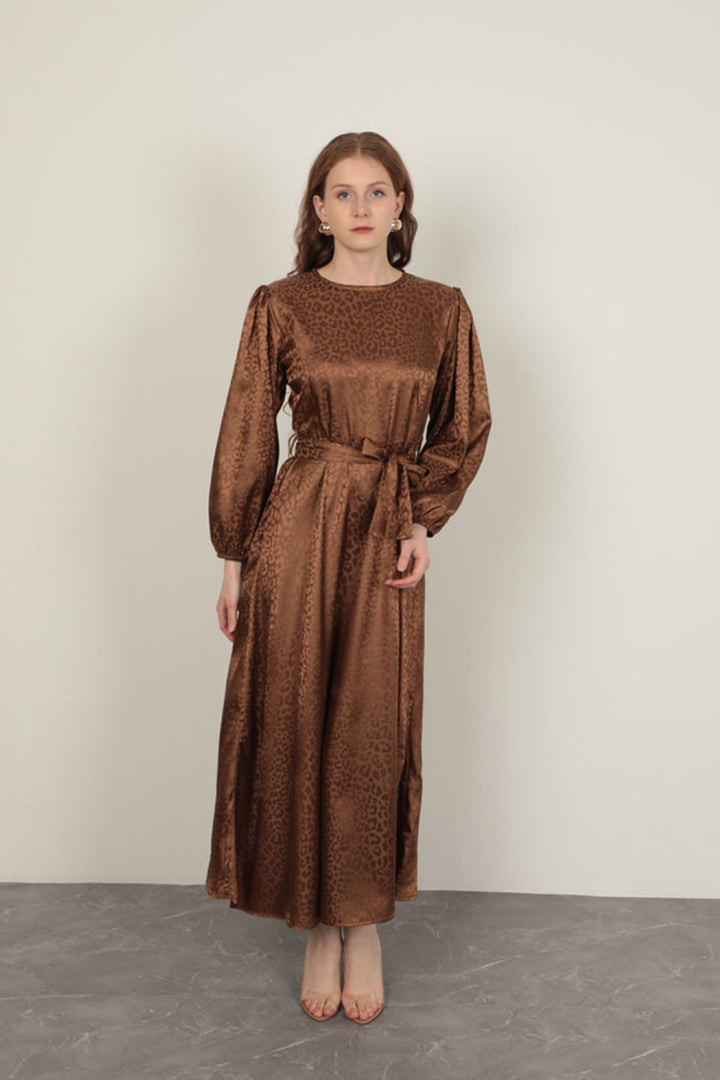 KKT Leopard Pattern Women's Dress-Tan - Juventino Rosas