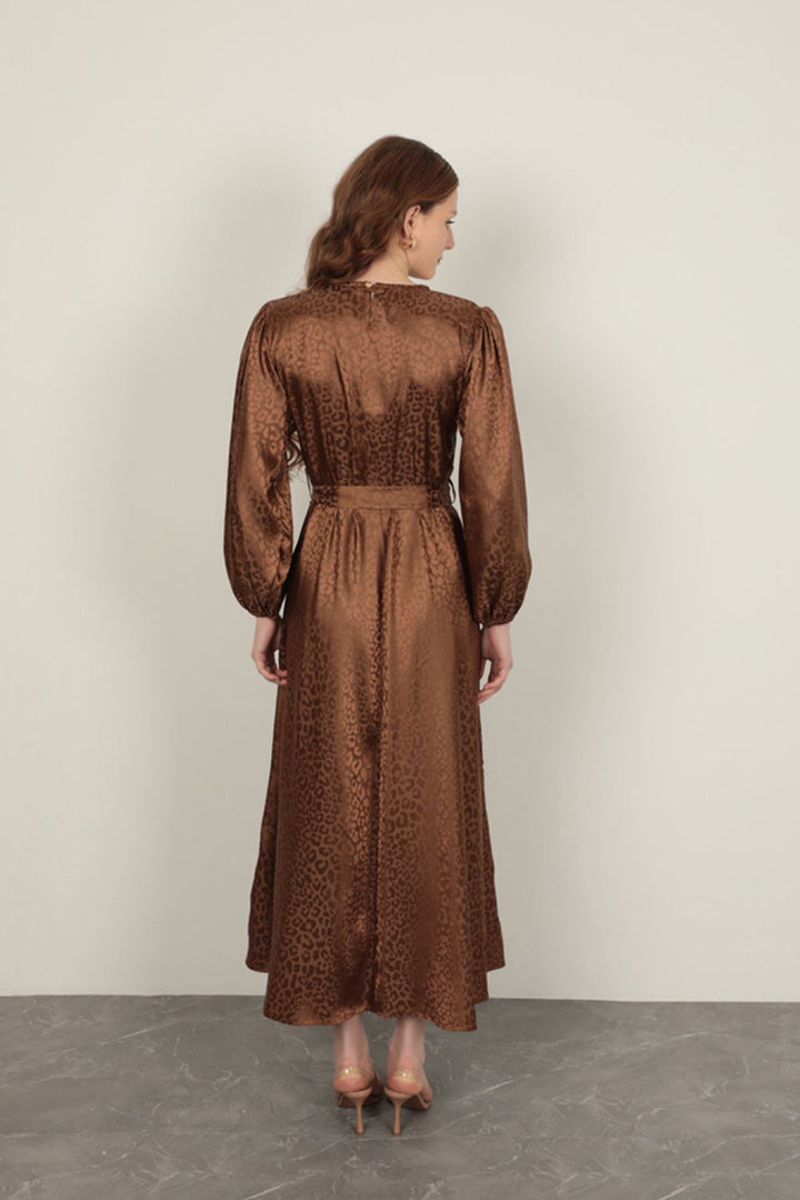 KKT Leopard Pattern Women's Dress-Tan - Juventino Rosas