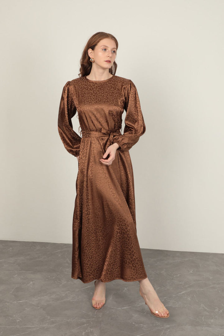 KKT Leopard Pattern Women's Dress-Tan - Juventino Rosas