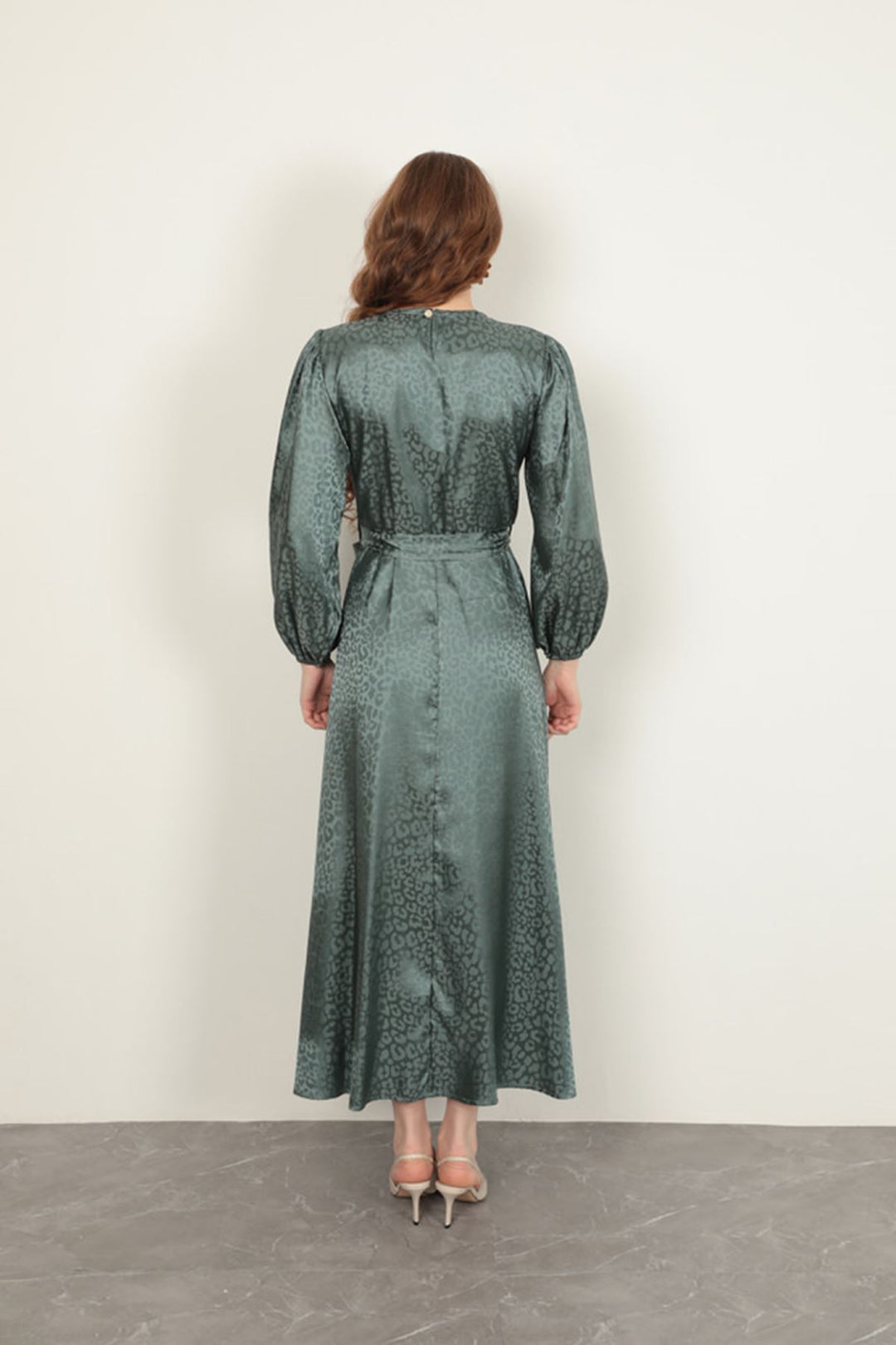 KKT Leopard Pattern Women's Dress-Green - Apopka
