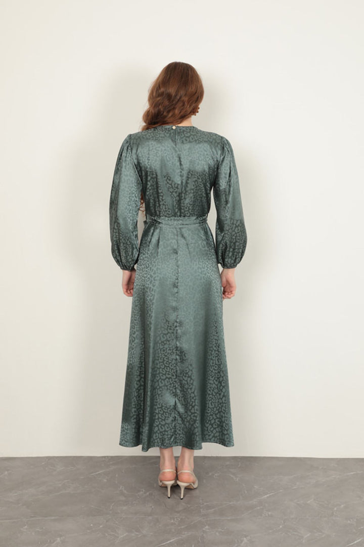 KKT Leopard Pattern Women's Dress-Green - Apopka