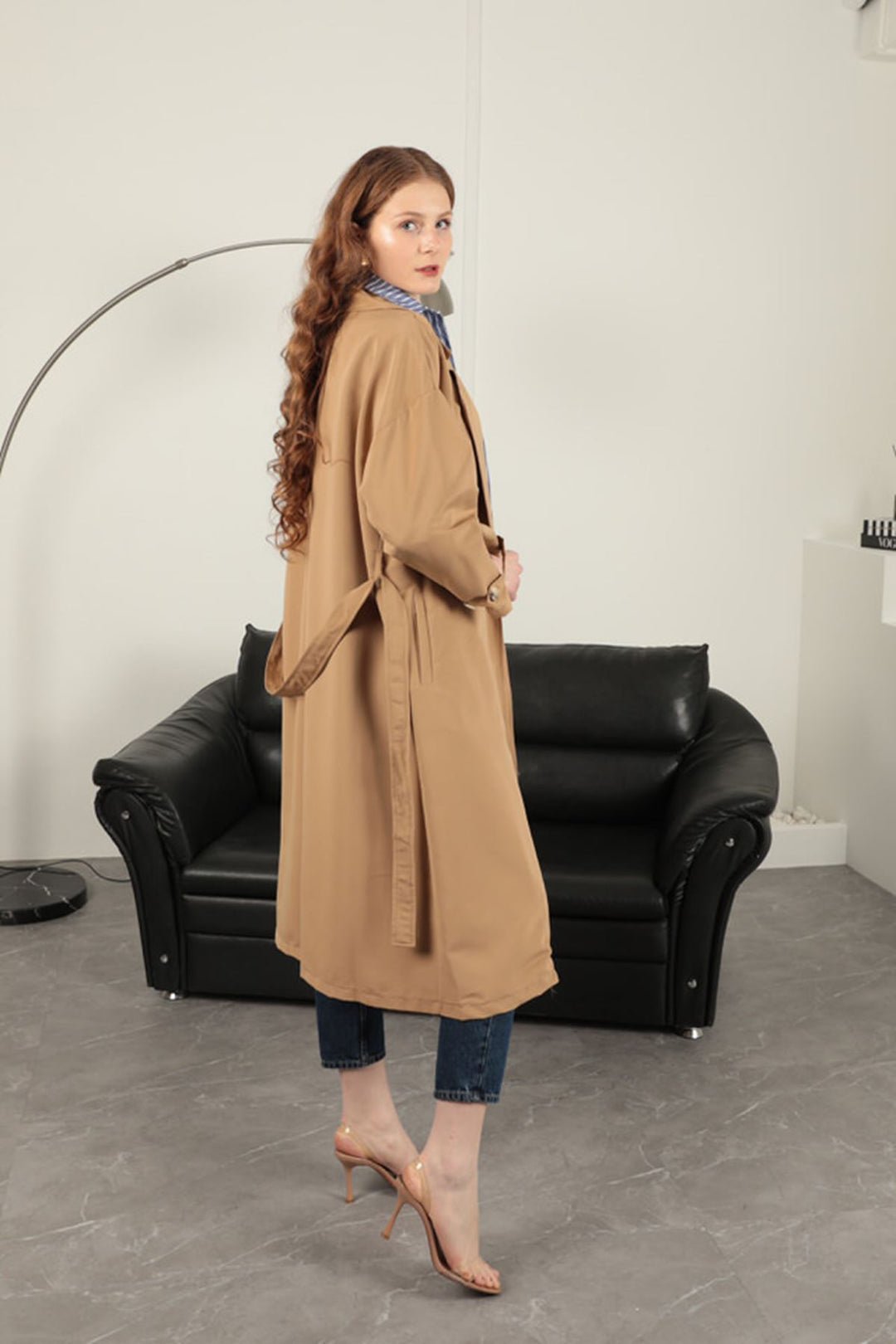 KKT Torino Fabric Women's Trench Coat-Tan - Chilapa de Álvarez