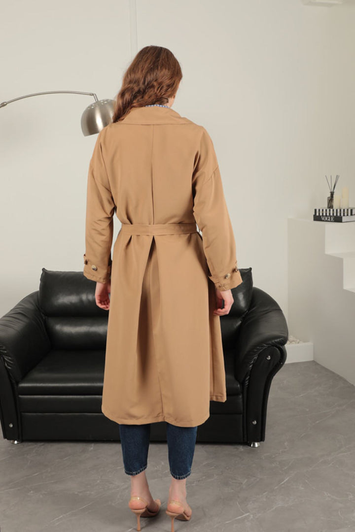 KKT Torino Fabric Women's Trench Coat-Tan - Chilapa de Álvarez