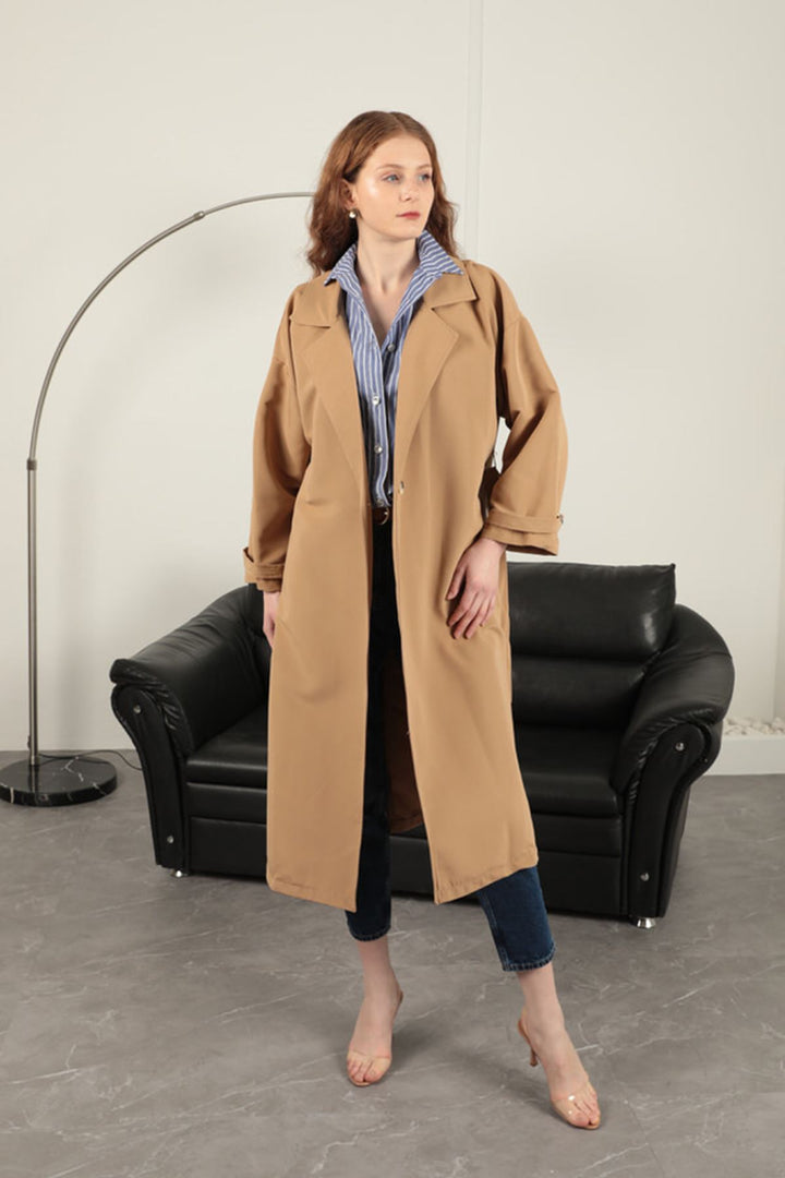 KKT Torino Fabric Women's Trench Coat-Tan - Chilapa de Álvarez