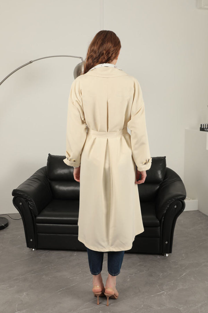 KKT Torino Fabric Women's Trench Coat-Ecru - Stanton