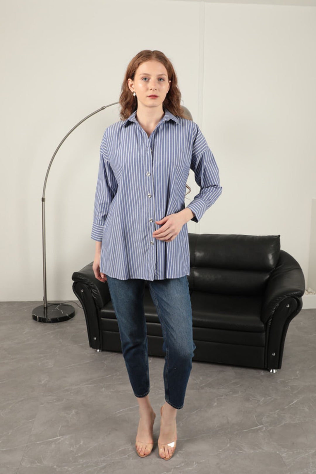 KKT Women's Striped Shirt-Navy Blue - Chur