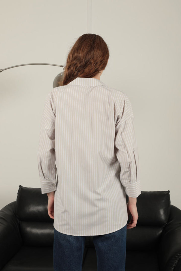 KKT Women's Striped Shirt-Stone - Bridgeport