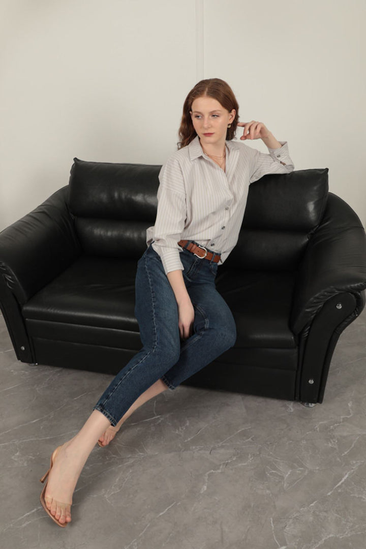 KKT Women's Striped Shirt-Stone - Bridgeport