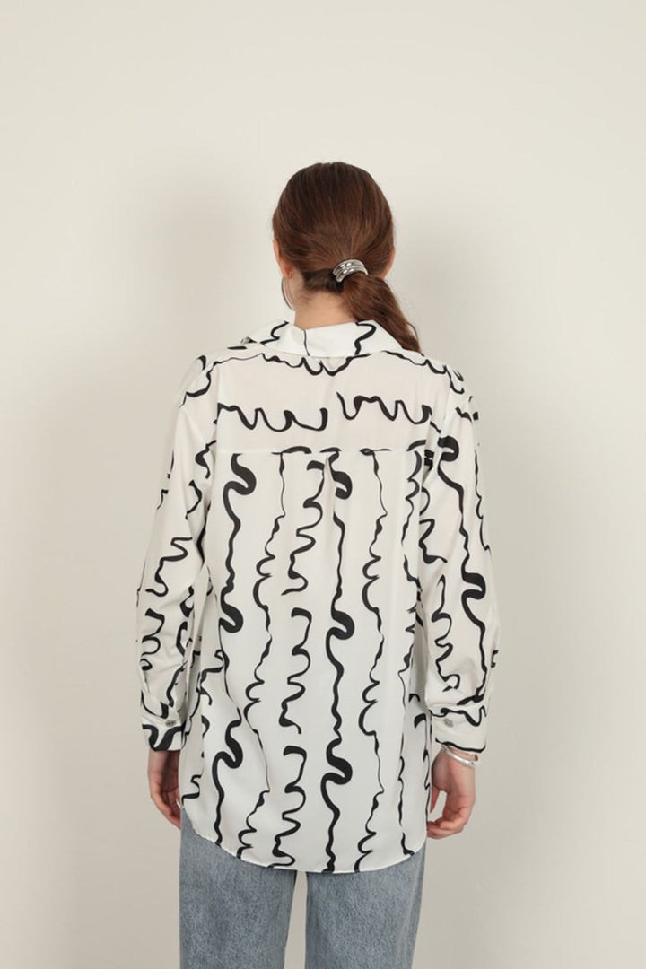 KKT Jesica Fabric Patterned Women's Shirt-Black - Fastiv