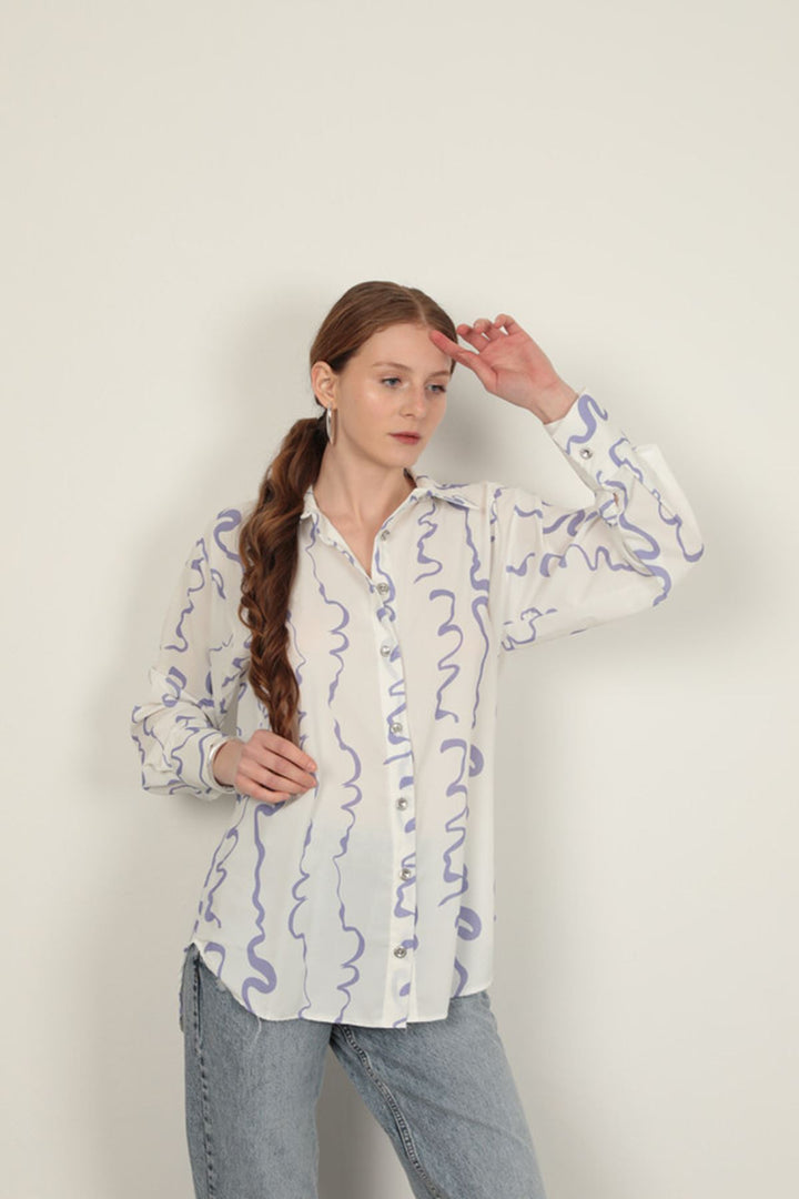 KKT Patterned Women's Shirt-Lilac - Morden