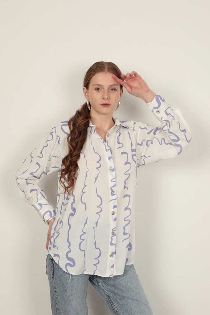 KKT Patterned Women's Shirt-Lilac - Morden