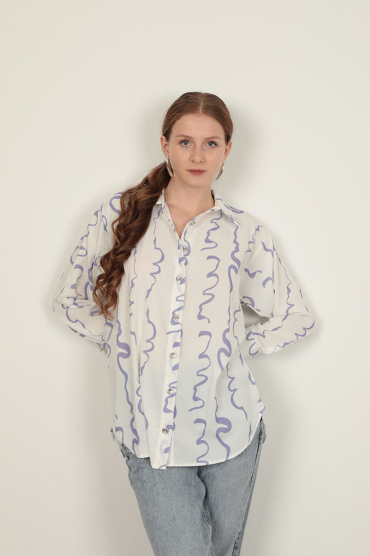 KKT Patterned Women's Shirt-Lilac - Morden