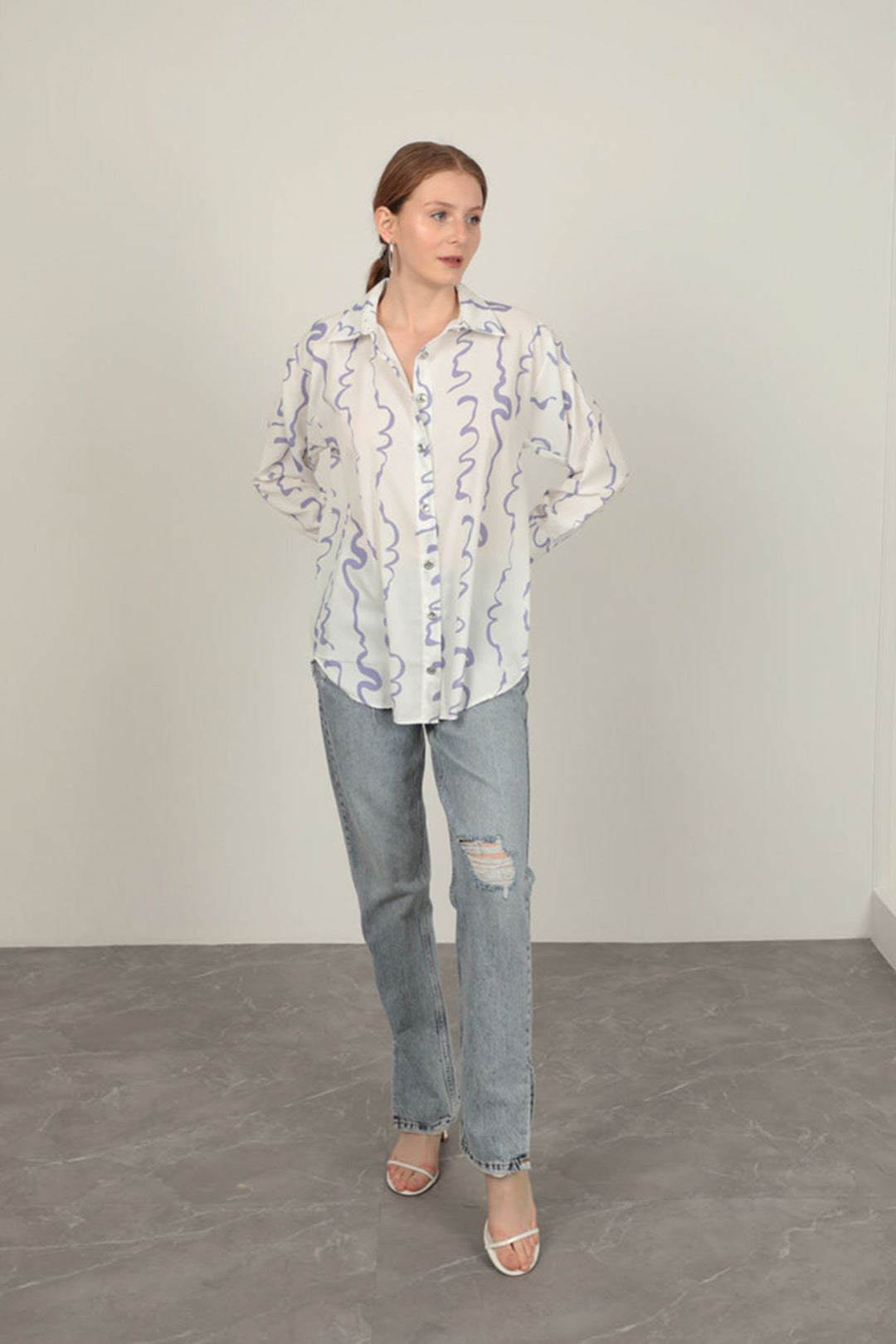 KKT Patterned Women's Shirt-Lilac - Morden
