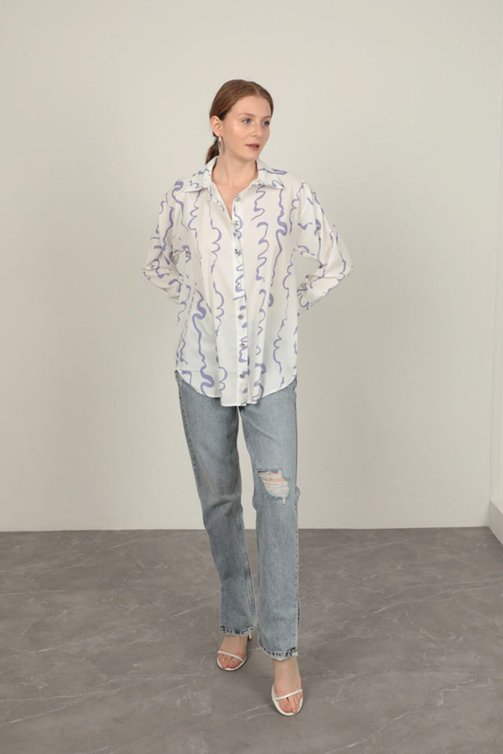 KKT Patterned Women's Shirt-Lilac - Morden