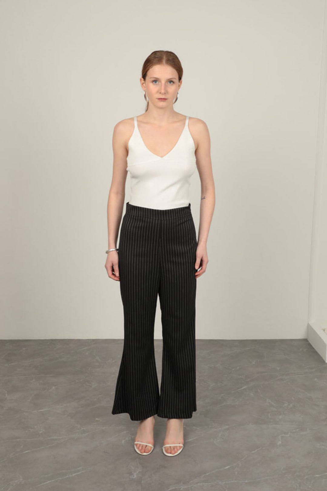 KKT Striped Polyviscon Fabric Women's Suit-Black - Muskogee