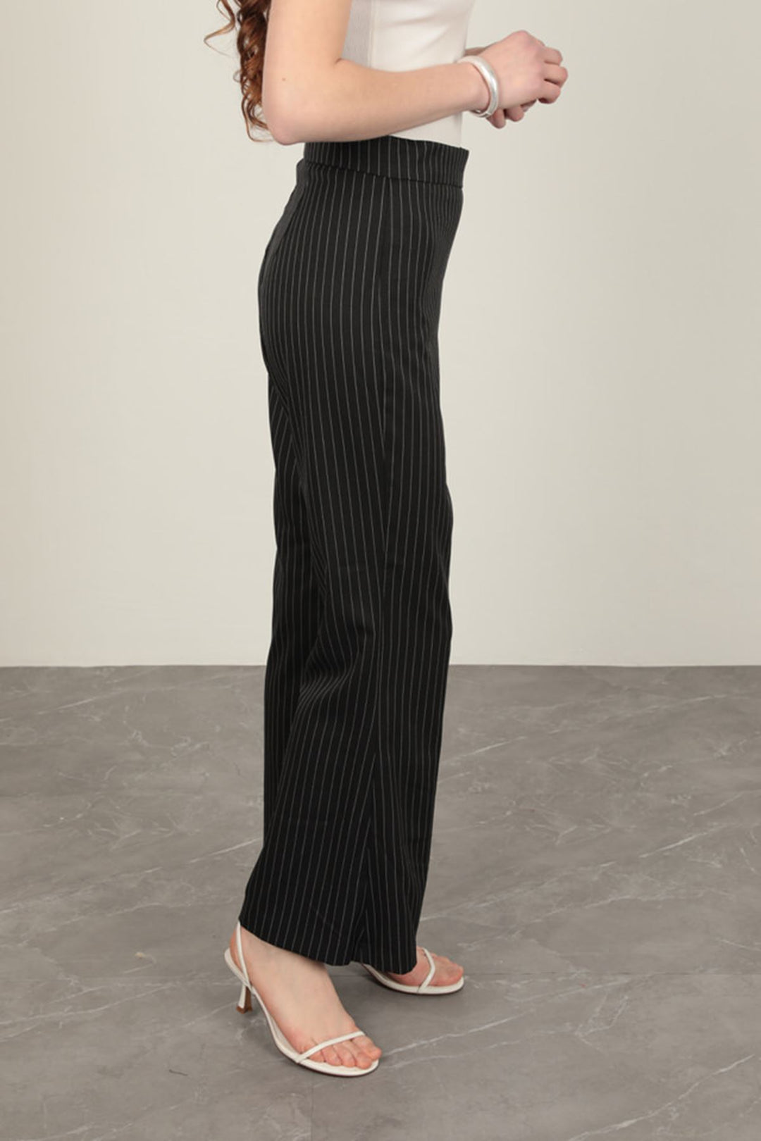 KKT Striped Polyviscon Fabric Women's Suit-Black - Muskogee