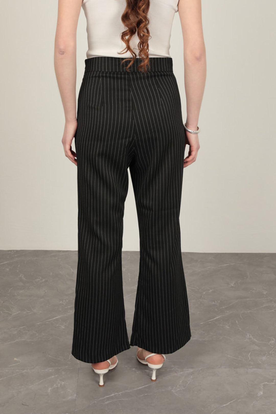 KKT Striped Polyviscon Fabric Women's Suit-Black - Muskogee