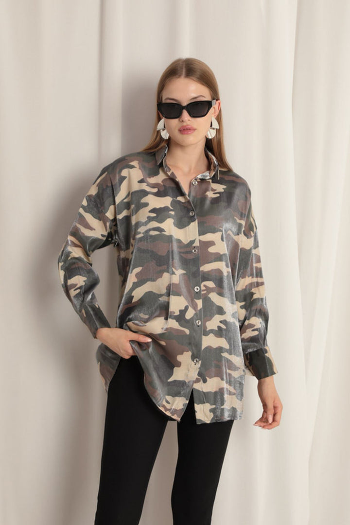 KKT Camouflage Pattern Shirt-Khaki - Stains