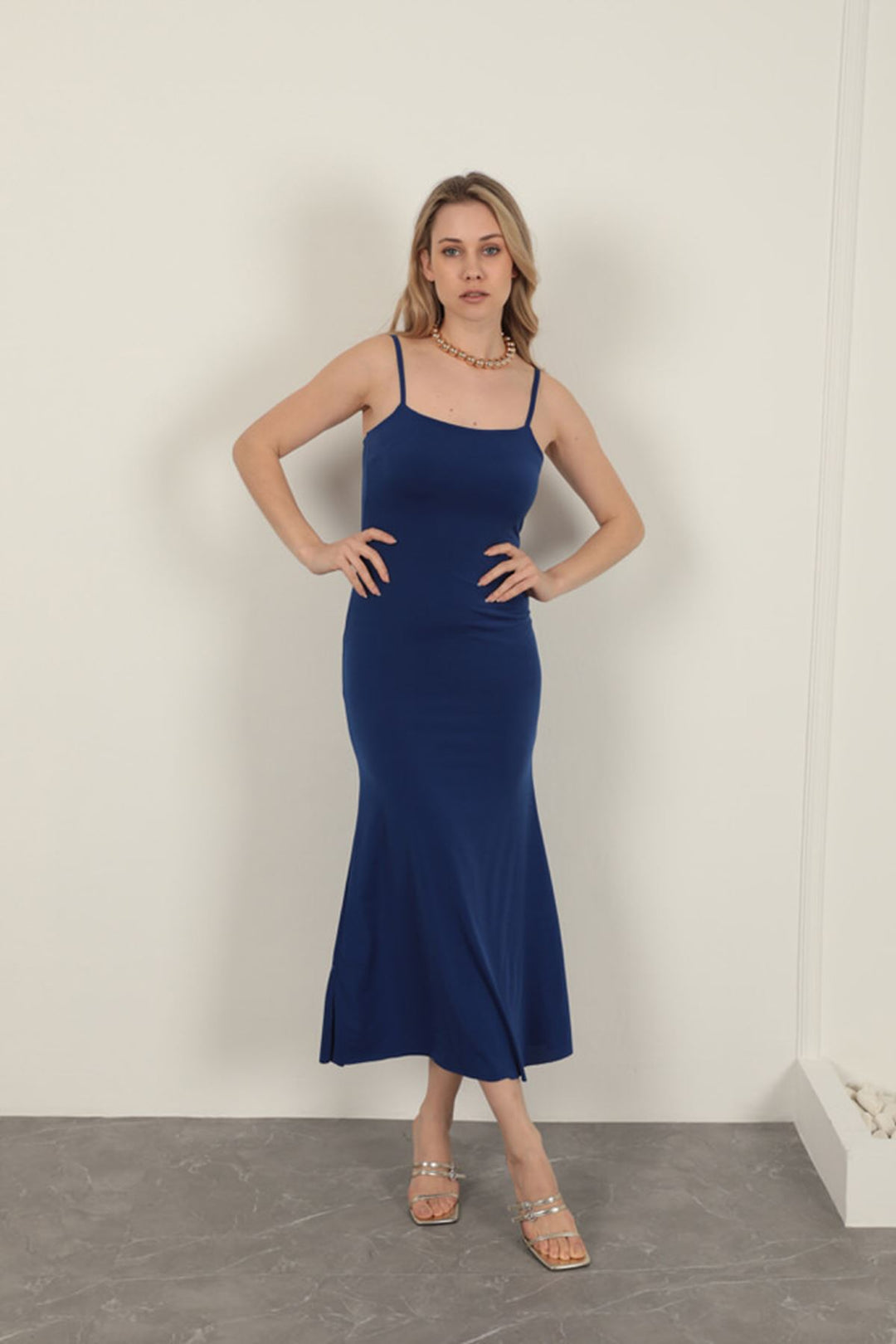 KKT Basic Dress with Rope Straps-Sax - South Lyon