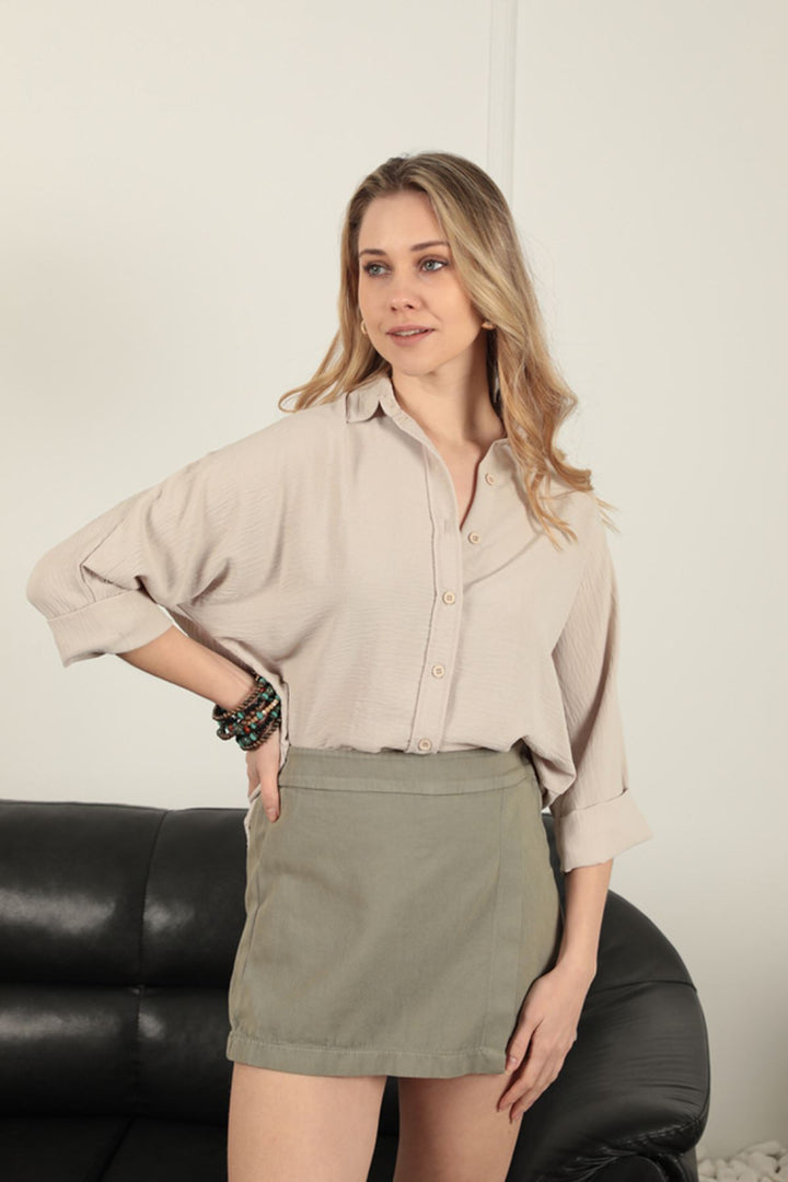 KKT Women's Zippered Shorts Skirt-Khaki - Camargo