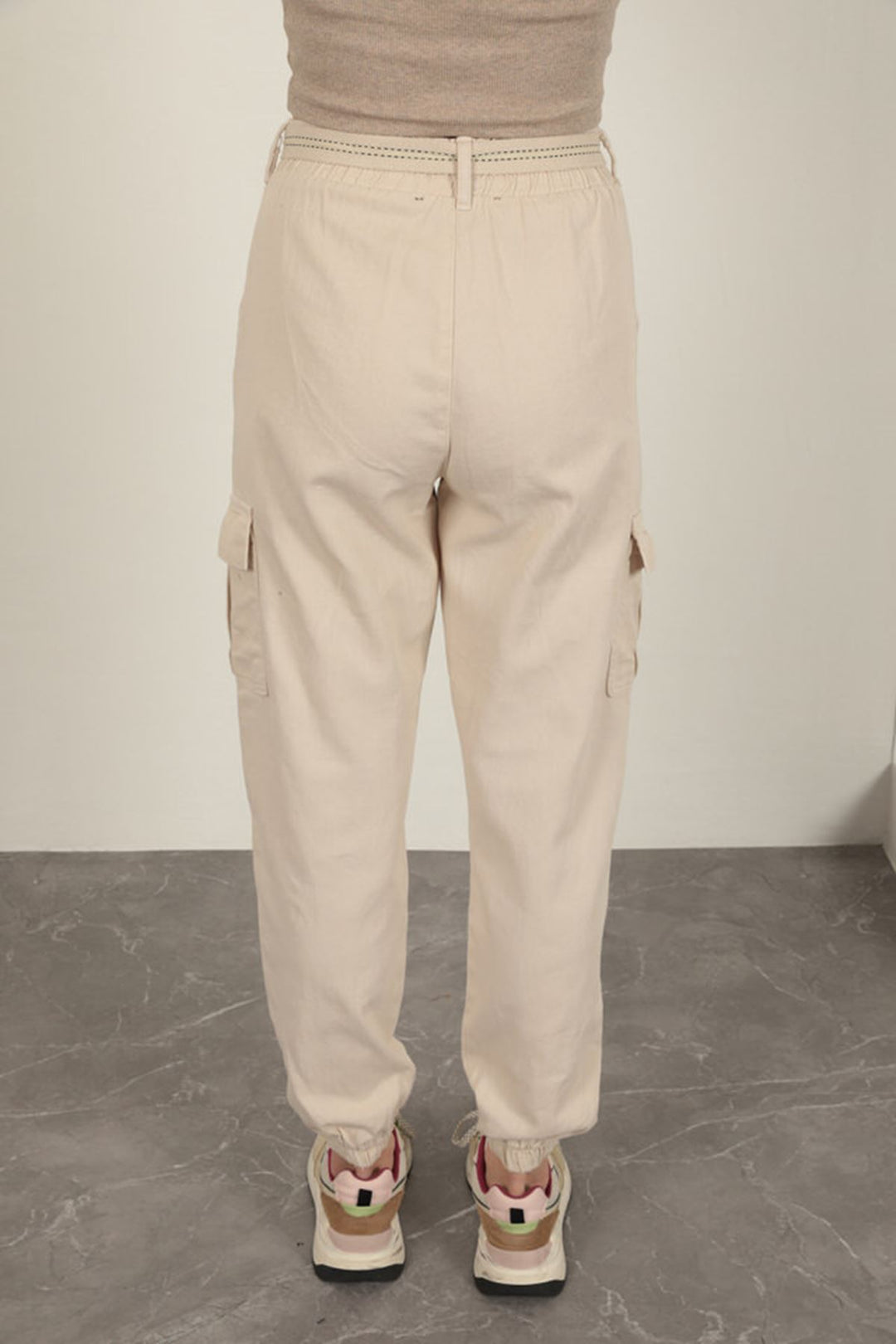 KKT Belted Cargo Pants for Women-Beige - Matera