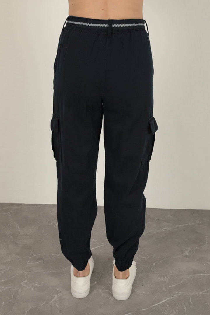 KKT Belted Cargo Pants for Women-Navy Blue - Carmichael