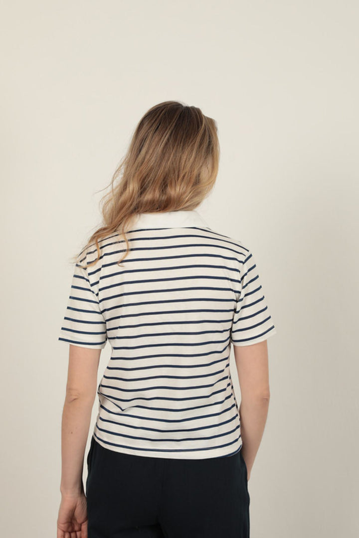 KKT Striped Women's T-Shirt-Navy Blue - Buena Park