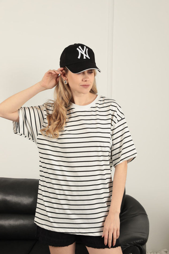 KKT Striped Crew Neck T-Shirt-Black - Puebla