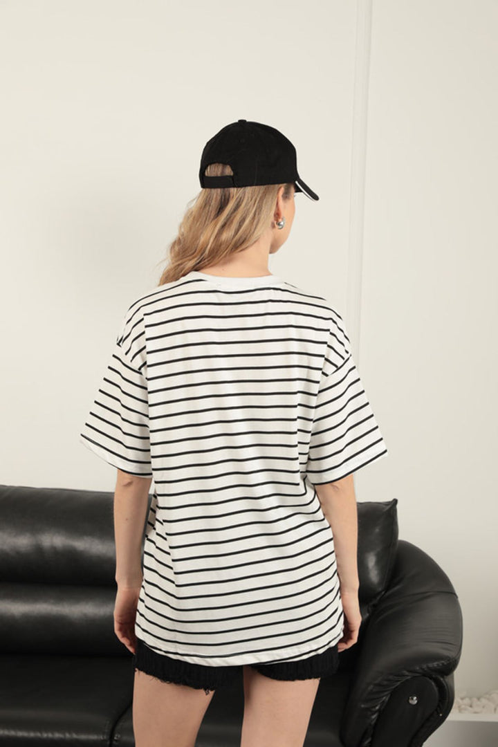 KKT Striped Crew Neck T-Shirt-Black - Puebla