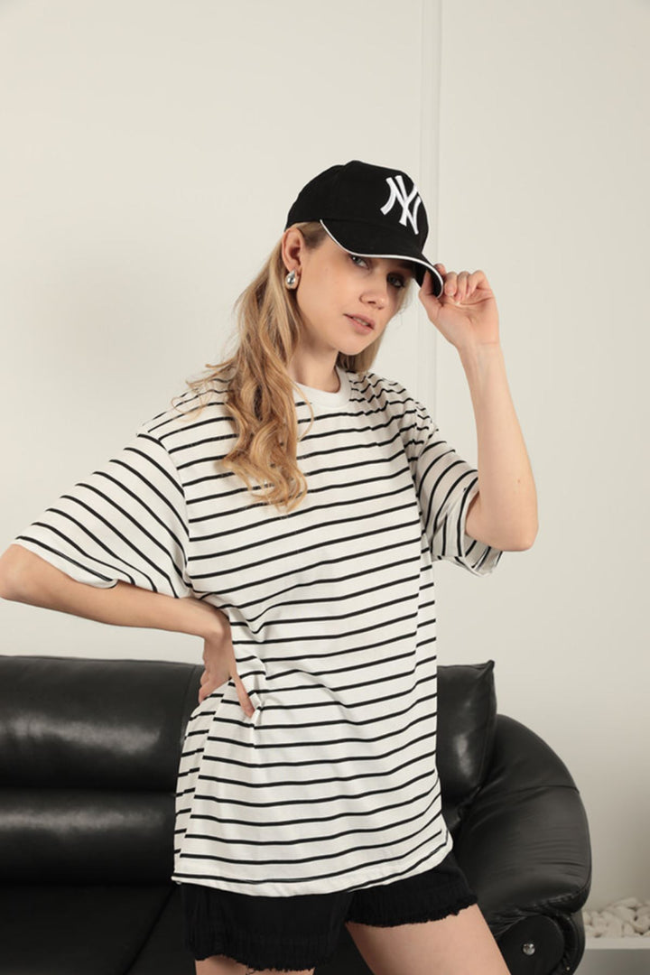 KKT Striped Crew Neck T-Shirt-Black - Puebla