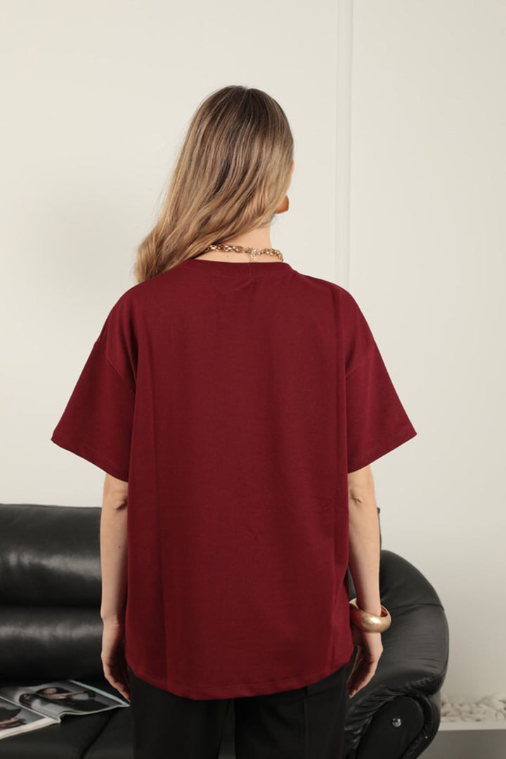 KKT Zero Collar Oversize Two Thread T-Shirt-Burgundy - Wake Forest