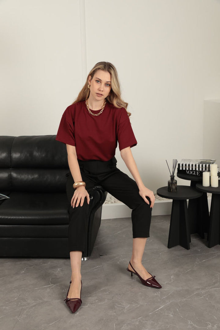 KKT Zero Collar Oversize Two Thread T-Shirt-Burgundy - Wake Forest