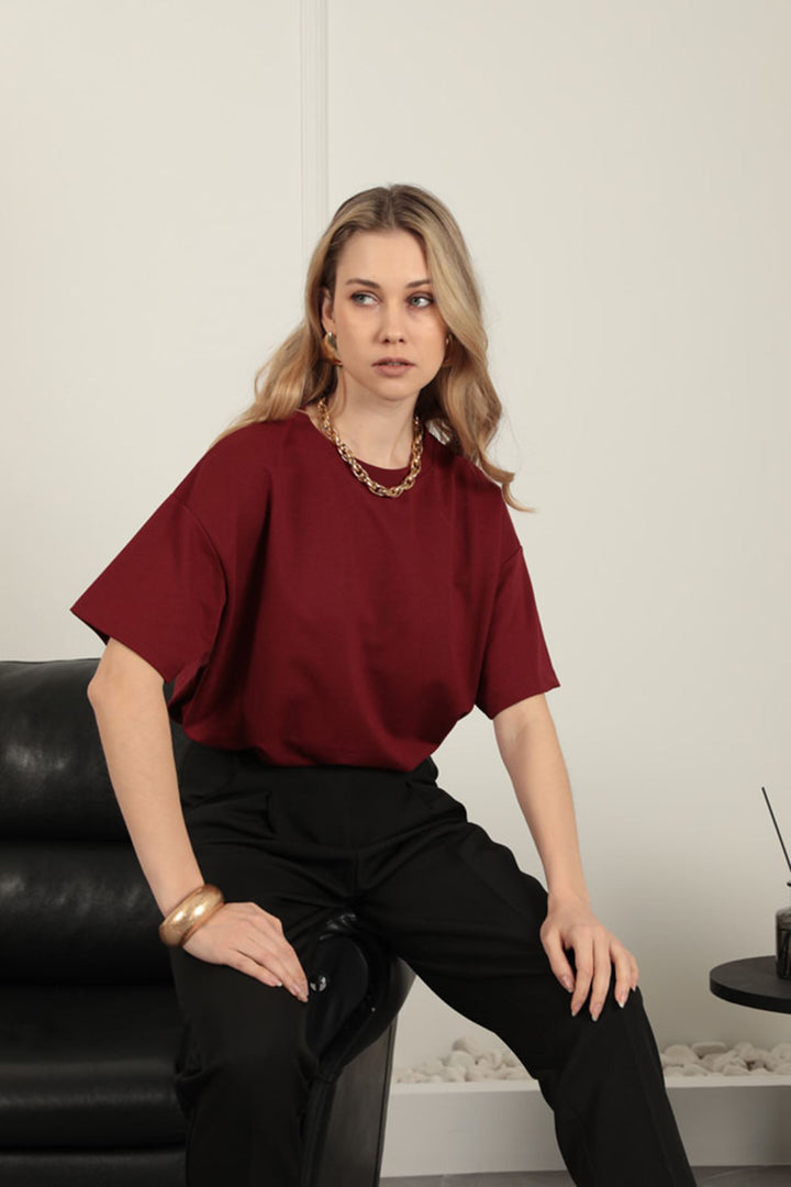 KKT Zero Collar Oversize Two Thread T-Shirt-Burgundy - Wake Forest